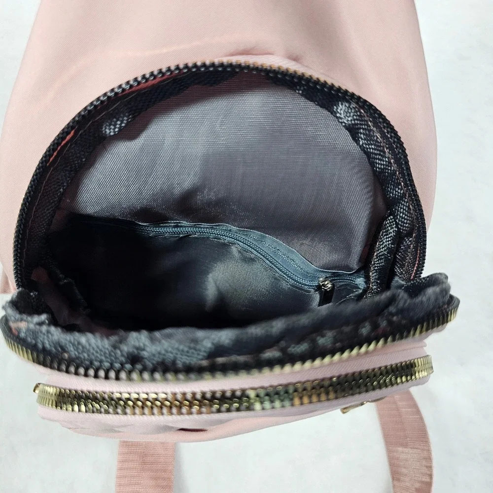 Fashion JINGPIN Creations Pink Quilted Nylon Sling Bag Crossbody Backpack